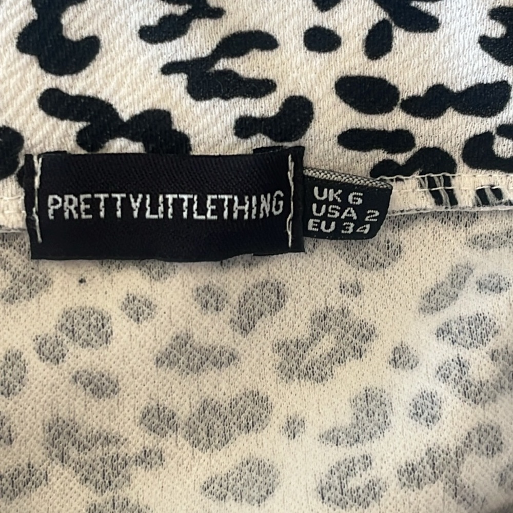 Pretty Little Thing Leopard Ruffled Pencil Mini Skirt Size 2 - Picture 6 of 8